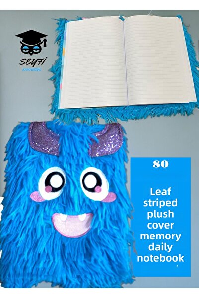 SEYFİKİRTASİYE DIMENSIUNE 80 de coli Blocnotes de jurnal A5 cu copertă de pluș cu linii - 14x20 cm