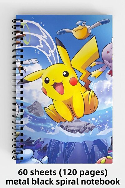 Anime Marketi Pokemon Pikachu Designed A5 Spiral Hard Cover Notebook 120 Sheets