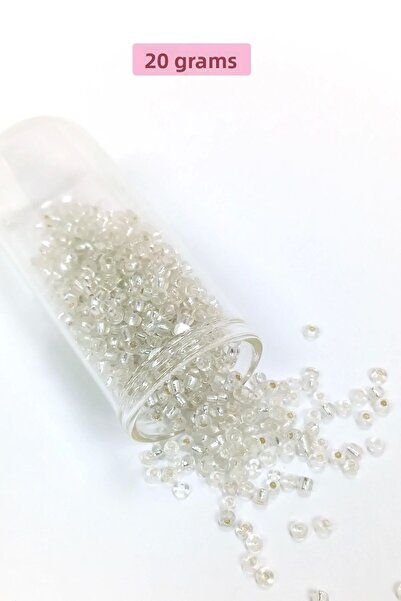 Royaleks 3 mm - 20 grame mărgele de nisip din sticlă turnată argintie transpa...