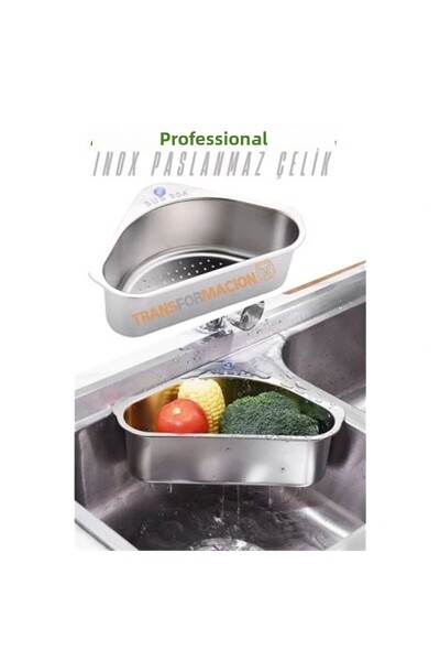 shopwave Inox Sink Corner Strainer Organizer 304 Stainless Steel