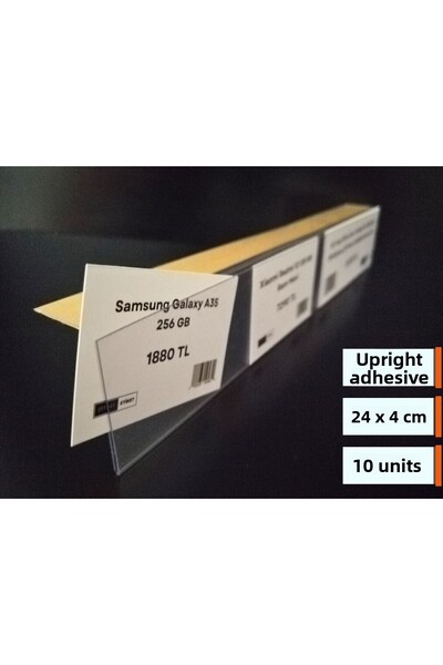 Şeffaf Etiket Profil pentru etichete de 24x4 cm - 10 bucăți adeziv, etichete cu numele produsului și preț