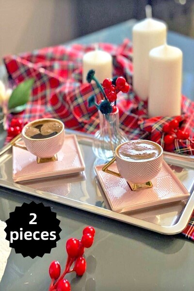 ÖzSa Home صينية تقديم مستطيلة فاخرة من الفولاذ مكونة من قطعتين مقاس 33x18 سم