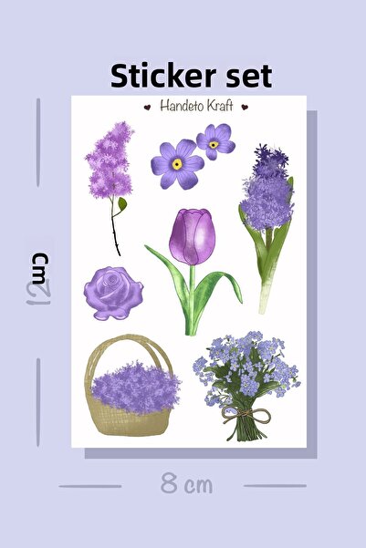 Handeto Kraft Set de autocolante cu flori violet, autocolant, album de însemn...