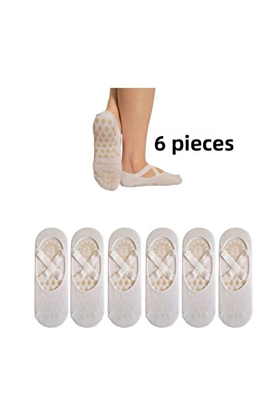 Aware Time Дамски чифт от 6 броя чорапи за йога и фитнес с нехлъзгаща се подм...