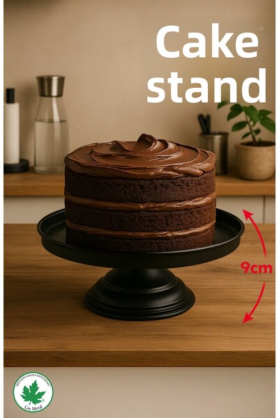 linmetal Freesia Footed Presentation Plate - Black Cake Presentation Plate with Metal Legs