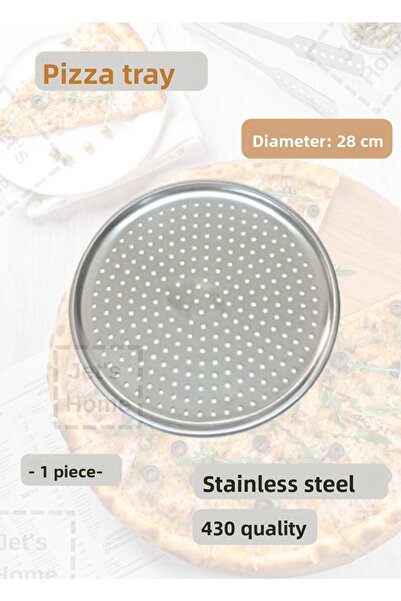 Jet's Home صينية بيتزا ستيل مقاس 28 سم صينية ستانلس ستيل