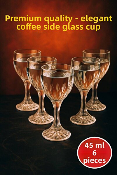 MEDUSHOP 6 Pieces Elegant Design Coffee Side Glass Cup (45 ml)