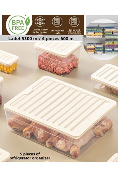 VİZYON Storage Container Set Refrigerator Organizer Set Icebox Organizer