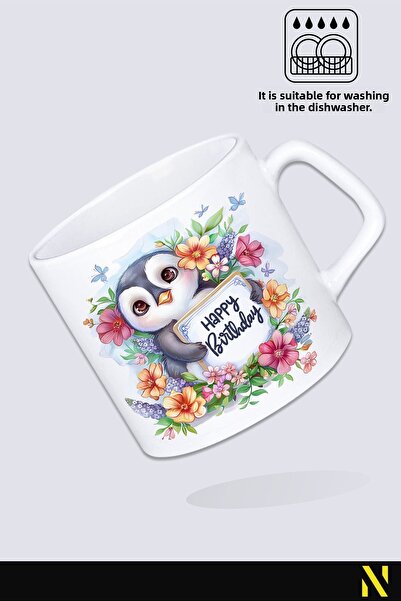 nilizma Happy Birthday Cute Penguin Mug Cup Mug 225 ml