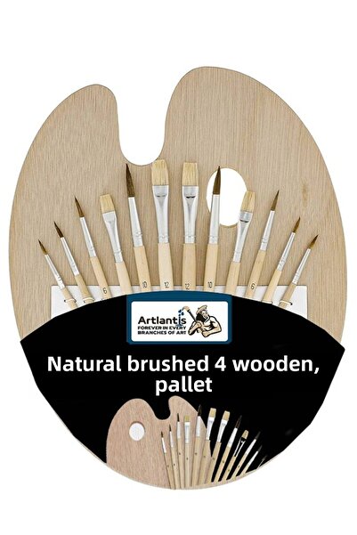Artlantis Set de pensule de pictură din lemn, oval, natural, 12 piese, 1 pach...