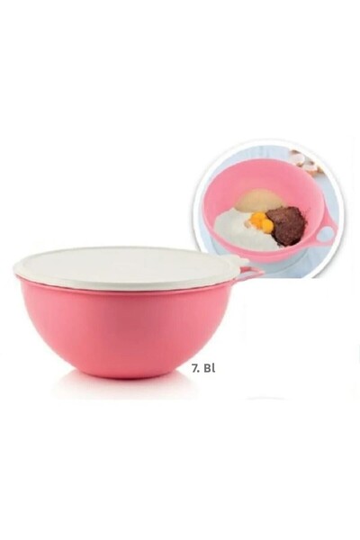 teknotrust وعاء خلط وتخمير العجين البلاستيكي سعة 7.8 لتر - 5 لتر + وردي 2