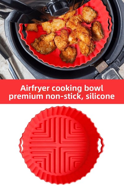 Fesya Home وعاء طبخ سيليكون Airfryer - أحمر - متوافق مع جميع Airfryer