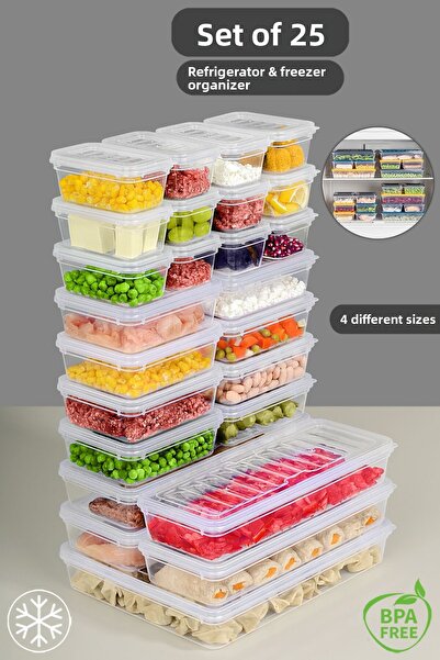 Meleni Home 25 Piece Transparent Lid Microwave Compatible Storage Container Set - Organizer Organizer Food Storage Container