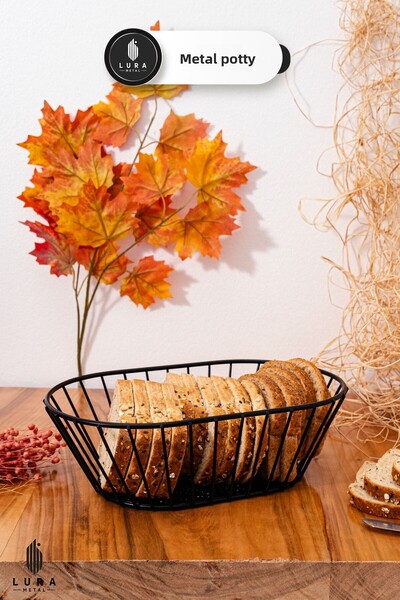 Skygo Black Metal Bread Box Basket – Stylish and Durable Bread Bowl for Your Tableways 32 X 10 cm