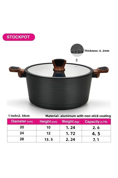 Fissman Stockpot With Glass Lid Aluminium With Non-Stick Coating Diamond Series Grey/Clear 24x12cm