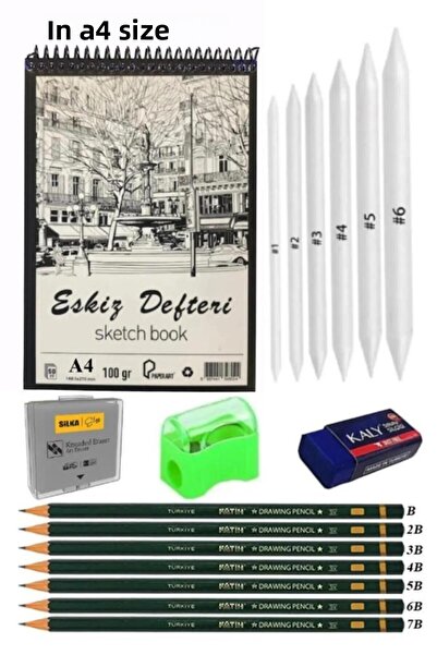 Artlantis Caiet de schițe A4 Spralli 50 de coli Set de desen cu creion de căr...