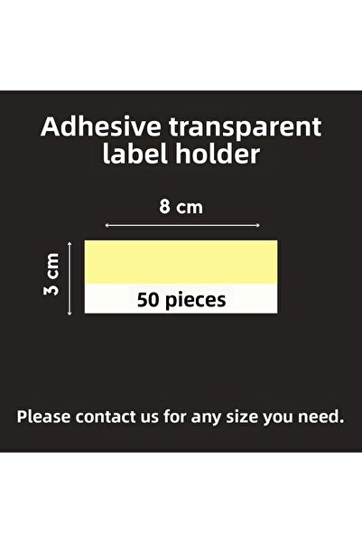Şeffaf Etiket 50 τεμάχια PVC Αυτοκόλλητη θήκη ετικετών 8x3 εκ. Αυτοκόλλητη τσ...