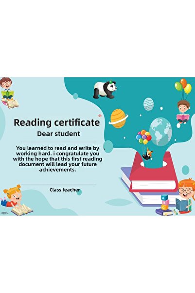 uzaktangelir شهادة القراءة في المدرسة الابتدائية 1 كرتونة عجين سميكة (5 قطع) ...