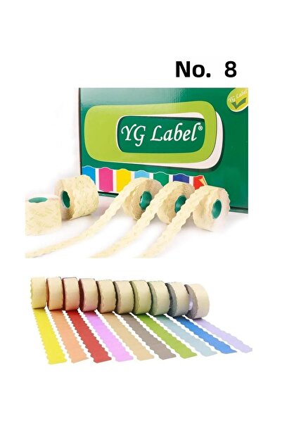 YG LABEL 42 رول (1 علبة) رقم 8 ملصق ميتو ملون 42x1500 لون أزرق فاتح