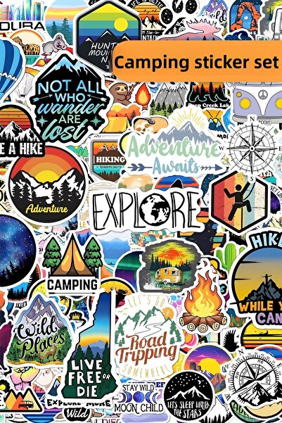 Grafikup مجموعة ملصقات للتخييم مكونة من 98 قطعة - ملصق للتخييم على شكل رصاصة ...