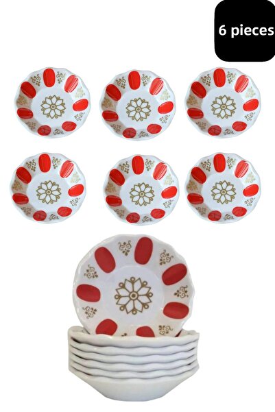 CocoVia (6 قطع) طبق شاي من الميلامين والقهوة - أحمر وأبيض كلاسيكي