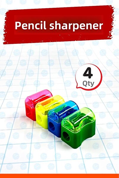 t tuğset etiket مبراة طالب بغطاء وحجرة صغيرة 4 قطع-T1417