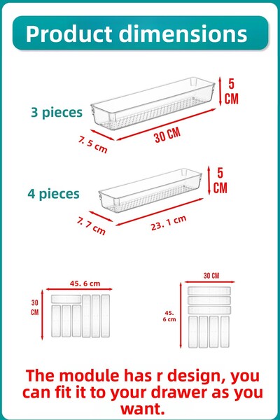 FİTHOME 7 Pieces Modular Kitchen Cutlery and Drawer Organizer Set