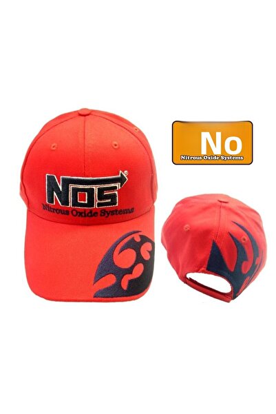 NOS Red Hat with Flame on the Side, Hat