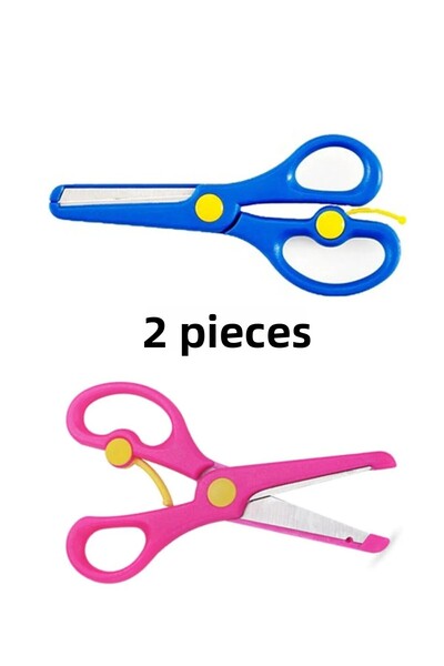 Emrah Gültekin Protective Blunt Tip School Scissors 2Pcs Spring Children's School Scissors, Preschool and Primary School Sturdy Scissors