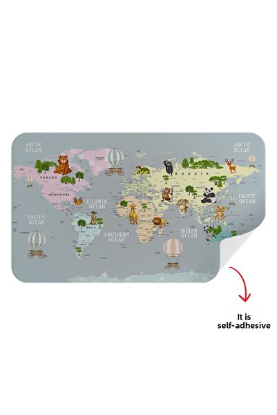 Harita Sepeti Educational World Map World Atlas Children's and Baby's Room Wall Sticker-3816