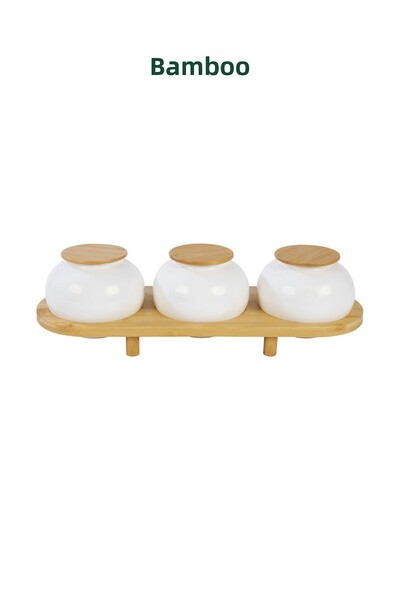 Bambum طقم توابل بسيط مكون من 3 قطع - مع حامل