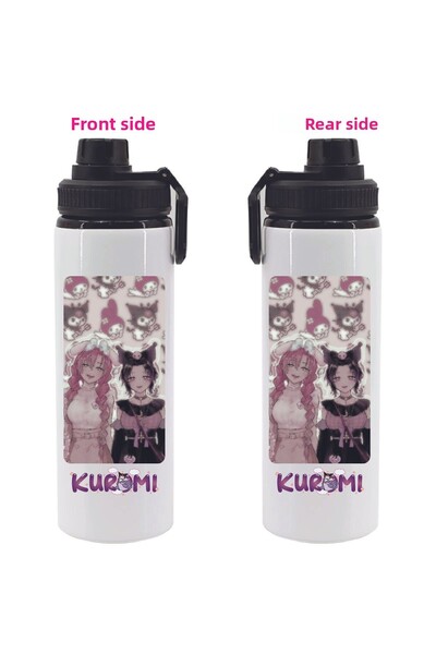 DKDZ SHOP Kuromiii Printed Metal Water Bottle Black 850ml.-043