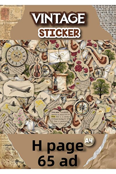 cakaybu Planificator de autocolante vintage - Set de 65 de autocolante pe 4 c...