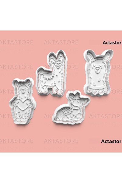 AKTASTORE مجموعة قوالب بسكويت الألبكة وقوالب عجينة السكر مكونة من 4 قطع