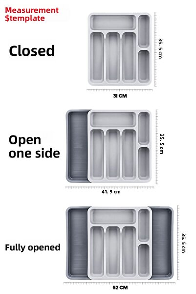 Badem10 Διπλής όψης ρυθμιζόμενο συρτάρι και θήκη για σέσουλα - Επεκτάσιμη θήκη για μαχαιροπίρουνα