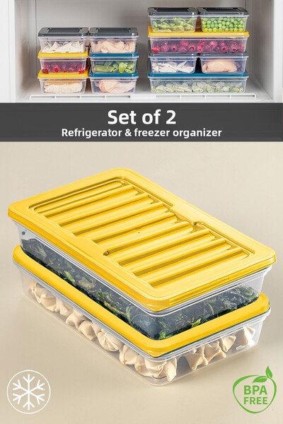 Meleni Home 2-Piece Microwave Compatible Food Storage Set - Yellow, 2x1200ml