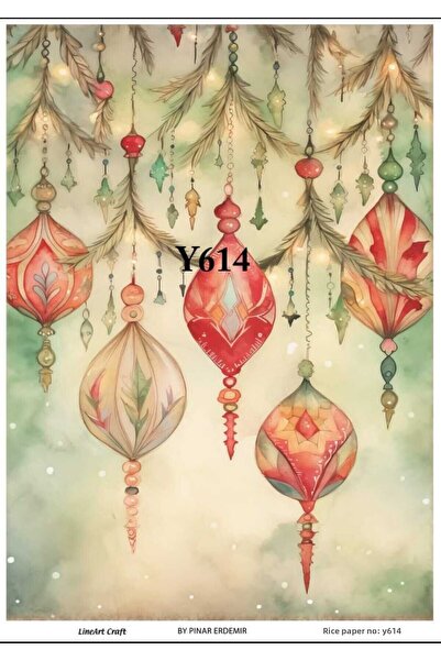 LİNEART ورق ديكوباج نحاسي بنمط رأس السنة الجديدة رقم: SUMMER614 - 29X42 سم