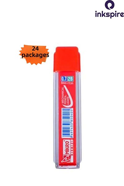 inkspire رأس قلم 0.7 ملم، لون أحمر، 60 ملم، 12 قطعة، 24 عبوة، رأس قلم ميكانيكي متعدد الاستخدامات للكتابة، رأس قلم 0.7 ملم، 2B، أحمر