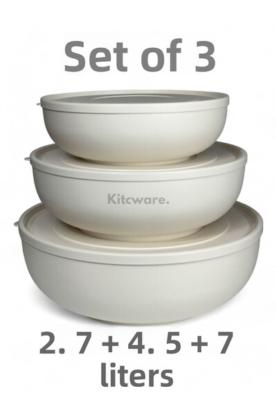 Kitcware Storage Container, Flour Storage Container, Dough Basin, Large Size Storage Container Set, Set of 3, 14.2 Liters