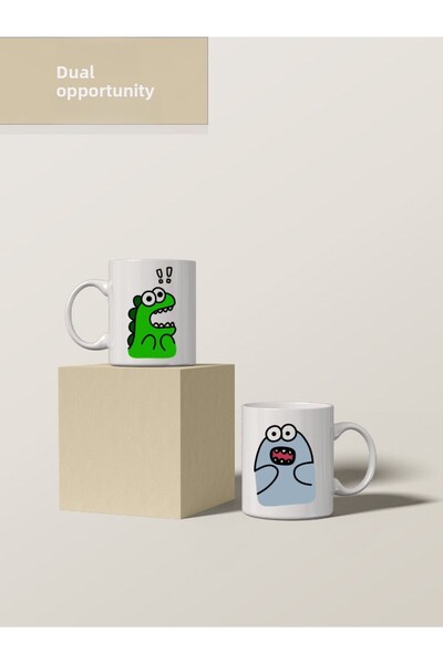 lunasstore Dinosaur Design Couple Cup, Double Mug Set, Lover Cup