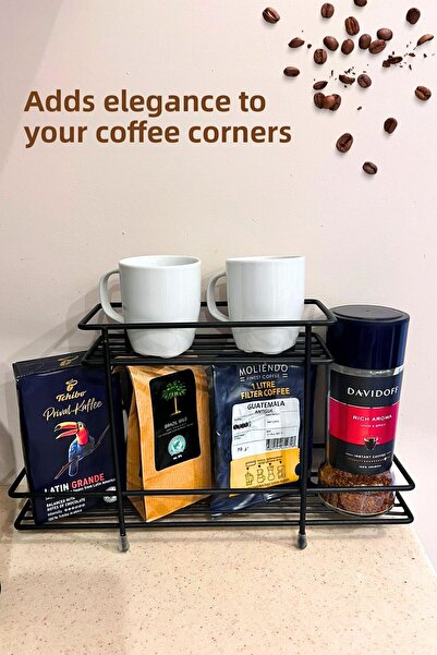 grimorlife 2-Tier Multi-Purpose Kitchen Organizer Metal Stand - Coffee Spice Rack Organizer