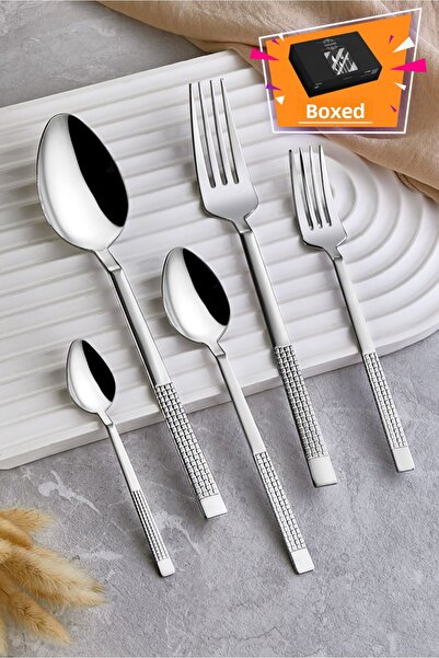 Zagori Efe Straw Model Cutlery Set for 6 People 30 Pieces - Boxed