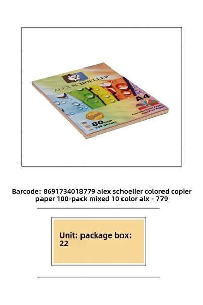 Alex Schoeller ورق ملون A4 100 قطعة - 10 ألوان متنوعة Alx-779