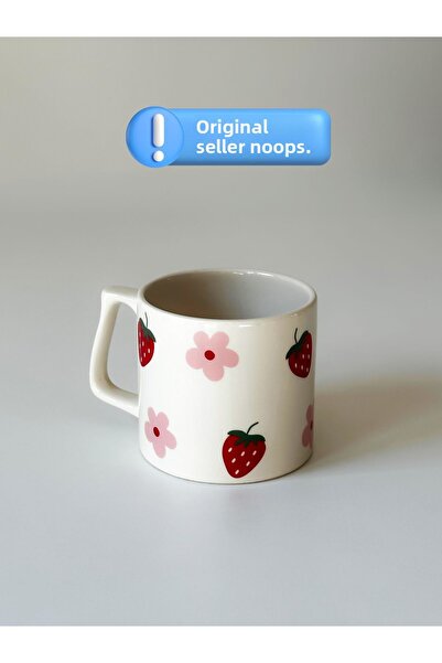 noops Strawberry Flower Printed Mug Cup Ceramic Coffee Mug