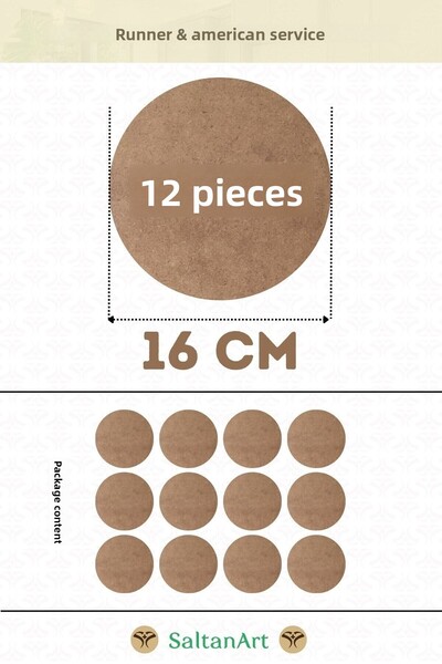 SaltanArt 16 سم قطر 12 قطعة شاحن الخدمة الأمريكية MDF Drolit تحت المغناطيس خش...