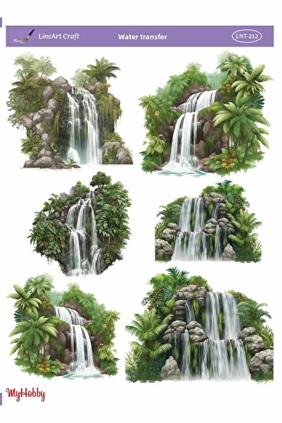 LİNEART نقل شلال طبيعة ومناظر طبيعية منقوشة مقاس 25 × 35 سم - LNT-212