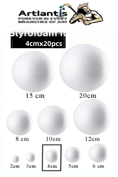 Artlantis Styrofoam Foam Ball 4 cm 20 Pcs Foam Ball Sphere Balls Round Styrof...