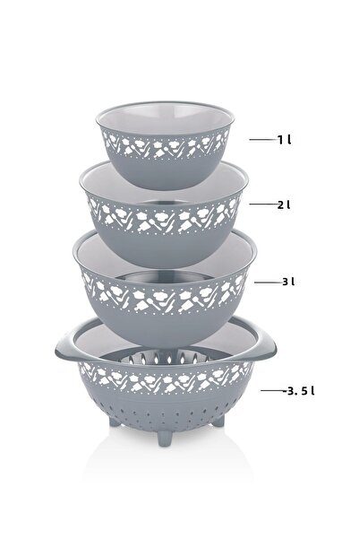 Pazarika 4-Piece Professional Preparation Set - Mixing Bowl and Strainer Set Dowry - Strainer 3500 ml