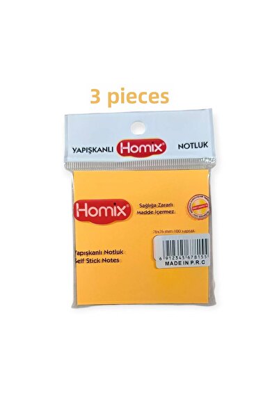 HOMİX Homix 3 Pcs Adhesive Note Holder 76 X 76 cm Neon Colors 100 Yp