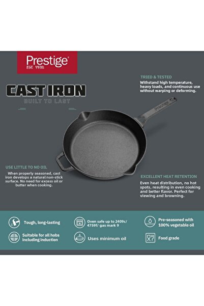 Prestige Pre-Seasoned Cast Iron Fry Pan 26 cm - PR48889